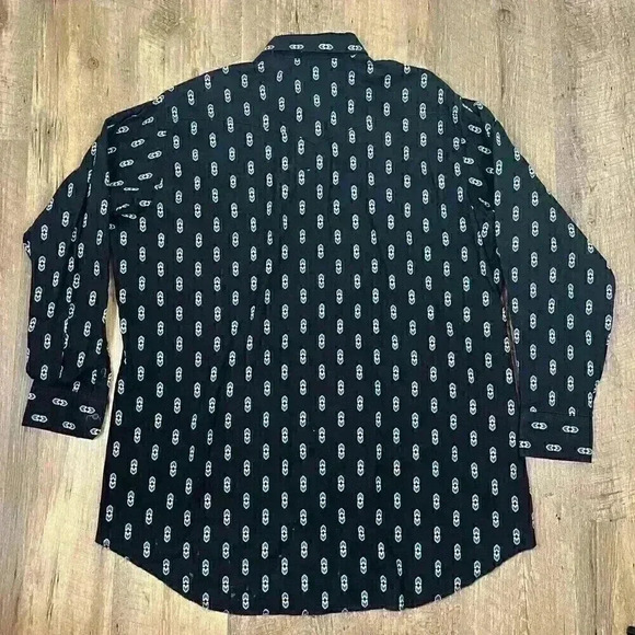 Vintage Wrangler X Long Tails Mens 18.5X36 Aztec Black Button Up Western Rodeo - Picture 8 of 15